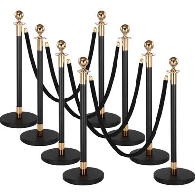 VEVOR Poste Guía de Barrera 8 Piezas con 6 Cuerdas de Terciopelo, Barrera de Marcado de Control de Multitudes con Base, para Cola de Separación de Demarcación en Teatro Hotel Exposición, Negro y Oro VEVOR Poste Guía de Barrera 8 Piezas con 6 Cuerdas de Terciopelo, Barrera de Marcado de Control de Multitudes con Base, para Cola de Separación de Demarcación en Teatro Hotel Exposición, Negro y Oro