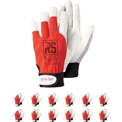 RS EcoTec Guantes de trabajo (12 pares, piel de cabra, guantes de trabajo, guantes de piel con cierre de velcro: ISO,CE PSA CAT II, EN 420, EN 388, talla 9, paquete de 12 unidades) RS EcoTec Guantes de trabajo (12 pares, piel de cabra, guantes de trabajo, guantes de piel con cierre de velcro: ISO,CE PSA CAT II, EN 420, EN 388, talla 9, paquete de 12 unidades)