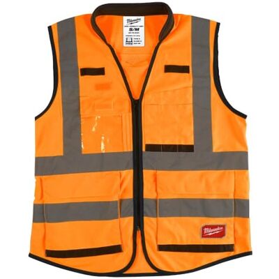 Milwaukee Chaleco de Alta Visibilidad, 15 Bolsillos, Color Naranja, Talla L/XL Milwaukee Chaleco de Alta Visibilidad, 15 Bolsillos, Color Naranja, Talla L/XL