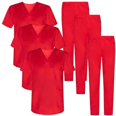 MISEMIYA Pack * 3 Pcs Uniforme Sanitario Unisex Uniformes Sanitarios MÉDICOS Conjuntos Sanitarios 3-817-8312 M, Rojo MISEMIYA Pack * 3 Pcs Uniforme Sanitario Unisex Uniformes Sanitarios MÉDICOS Conjuntos Sanitarios 3-817-8312 M, Rojo