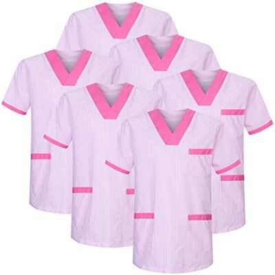 MISEMIYA Pack DE 6 Unidades Casaca Sanitario Unisex MÉDICO Enfermera Uniforme Sanitario L, Fucsia T817-9 MISEMIYA Pack DE 6 Unidades Casaca Sanitario Unisex MÉDICO Enfermera Uniforme Sanitario L, Fucsia T817-9