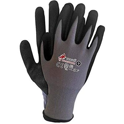 REIS RBLACKFOAM7 Dragon Guantes de protección (talla 7, 12 unidades), color gris y negro REIS RBLACKFOAM7 Dragon Guantes de protección (talla 7, 12 unidades), color gris y negro