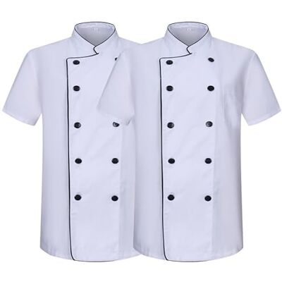 MISEMIYA Pack 2 Unidades Chaqueta Cocinero Hombre Chaqueta de Chef Hombre Uniforme Hosteleria Ref.2-8421B L, Blanco 21 MISEMIYA Pack 2 Unidades Chaqueta Cocinero Hombre Chaqueta de Chef Hombre Uniforme Hosteleria Ref.2-8421B L, Blanco 21