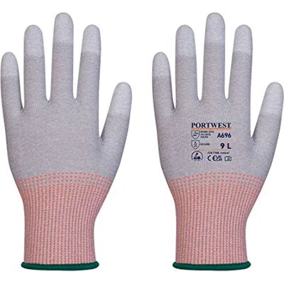 Portwest A696 LR13 ESD Guantes de corte en la punta de los dedos, color gris y blanco (12 pares) Portwest A696 LR13 ESD Guantes de corte en la punta de los dedos, color gris y blanco (12 pares)