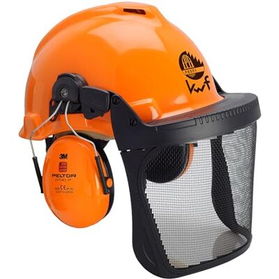 3M Casco de protección para silvicultura y protección auditiva H31, Soporte FH1 y Visera de Red 5B, Color Naranja 3M Casco de protección para silvicultura y protección auditiva H31, Soporte FH1 y Visera de Red 5B, Color Naranja