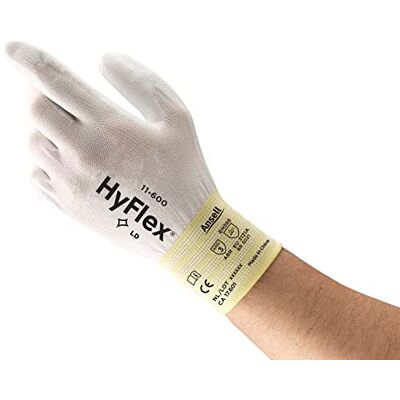 Ansell HyFlex 11-600 Guantes de Trabajo Finos, Alta Precisión Táctil, Forro Elástico con Revestimento de Poliuretano, Protección Multiusos, Bricolaje y Mecánica, Blanco, Talla L (12 Pares) Ansell HyFlex 11-600 Guantes de Trabajo Finos, Alta Precisión Táctil, Forro Elástico con Revestimento de Poliuretano, Protección Multiusos, Bricolaje y Mecánica, Blanco, Talla L (12 Pares)