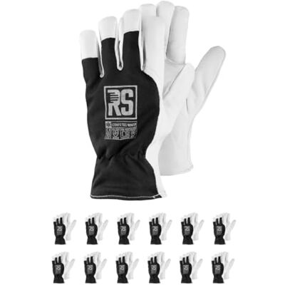 RS WINTER Guantes de montaje de piel de cabra reforzada aislados con InsTech/Talla 9, 12 pares/Blanco/Negro/para trabajos de precisión/guantes de trabajo Guantes de cuero Guantes de RS WINTER Guantes de montaje de piel de cabra reforzada aislados con InsTech/Talla 9, 12 pares/Blanco/Negro/para trabajos de precisión/guantes de trabajo Guantes de cuero Guantes de