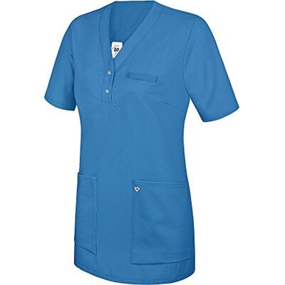 BP -XS Casaca para mujer, manga 1/2, cuello en V con banda estrecha a presión, mezcla de tejidos de 180,00 g/m², azul, XS BP -XS Casaca para mujer, manga 1/2, cuello en V con banda estrecha a presión, mezcla de tejidos de 180,00 g/m², azul, XS