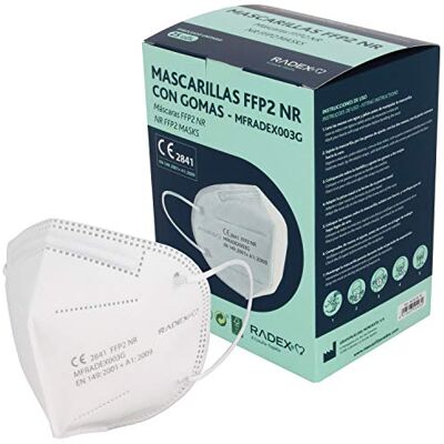 Radex Grafoplas I Pack de 25 Mascarillas FFP2 Blancas: Protección Premium, Confort y Seguridad Garantizados I Radex Grafoplas I Pack de 25 Mascarillas FFP2 Blancas: Protección Premium, Confort y Seguridad Garantizados I