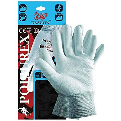 REIS POLIUREX8 Dragon Guantes de protección (talla 8, 12 unidades), color azul y blanco REIS POLIUREX8 Dragon Guantes de protección (talla 8, 12 unidades), color azul y blanco