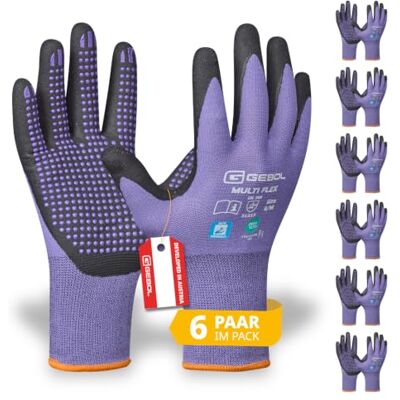 Gebol Multi Flex Lady Guantes de trabajo con revestimiento de nitrilo y puntos Guantes de nitrilo dermatológicamente probados Guantes de jardinería con agarre para mujer Talla M (Gr 8) Gebol Multi Flex Lady Guantes de trabajo con revestimiento de nitrilo y puntos Guantes de nitrilo dermatológicamente probados Guantes de jardinería con agarre para mujer Talla M (Gr 8)