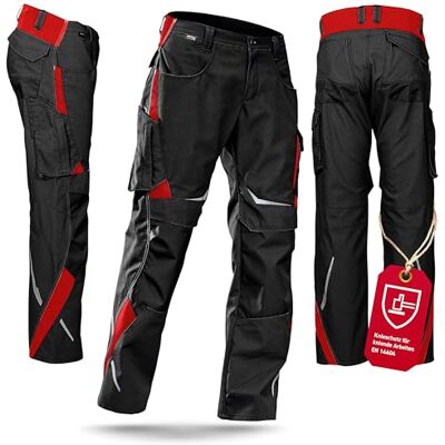 KÜBLER Workwear Pantalones de Trabajo de Pulso High Negro/Rojo Medio Talla 48 KÜBLER Workwear Pantalones de Trabajo de Pulso High Negro/Rojo Medio Talla 48