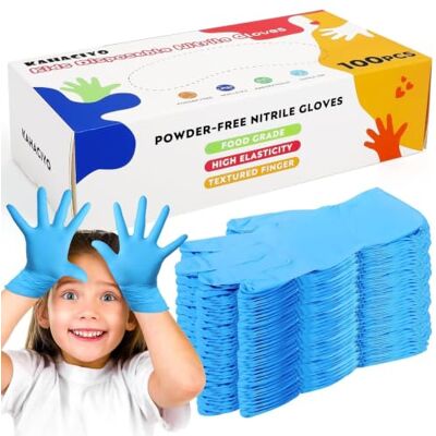 Generic Guantes de nitrilo desechables para niños de 4 a 10 años, sin látex ni polvo, aptos para cocinar, jardinería, manualidades, pintura, limpieza (100 unidades) Generic Guantes de nitrilo desechables para niños de 4 a 10 años, sin látex ni polvo, aptos para cocinar, jardinería, manualidades, pintura, limpieza (100 unidades)
