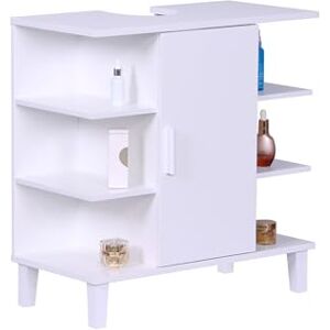 Relaxdays Mueble bajo Lavabo con Puerta y 6 estantes, HBT: 65 x 64 x 31 cm, MDF, Mueble de baño, Blanco Relaxdays Mueble bajo Lavabo con Puerta y 6 estantes, HBT: 65 x 64 x 31 cm, MDF, Mueble de baño, Blanco