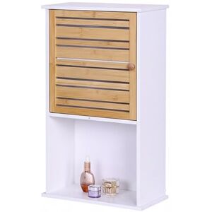 Relaxdays Armario Colgante para baño , 3 Compartimentos, HBT: 70 x 40 x 20 cm, Mueble con Puerta de bambú, Blanco/Natural Relaxdays Armario Colgante para baño , 3 Compartimentos, HBT: 70 x 40 x 20 cm, Mueble con Puerta de bambú, Blanco/Natural