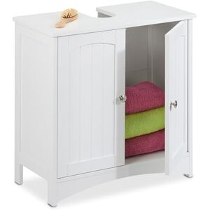 Relaxdays Mueble Bajo Lavabo con 2 Puertas, Armario de Baño, 60 x 60 x 31 cm, de MDF, con Agujero para Sifón, Blanco Relaxdays Mueble Bajo Lavabo con 2 Puertas, Armario de Baño, 60 x 60 x 31 cm, de MDF, con Agujero para Sifón, Blanco