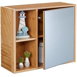 Relaxdays Mueble Baño con Espejo, 2 Compartimentos Abiertos, Puerta a Presión, 45x54,5x20 cm, Armario Colgante, Natural Relaxdays Mueble Baño con Espejo, 2 Compartimentos Abiertos, Puerta a Presión, 45x54,5x20 cm, Armario Colgante, Natural