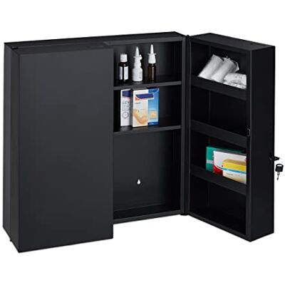 Relaxdays Armario Botiquín XXL Cerradura, 11 Compartimentos, Acero, 53,5x53x19 cm, Caja Medicinas 2 Puertas, Antracita Relaxdays Armario Botiquín XXL Cerradura, 11 Compartimentos, Acero, 53,5x53x19 cm, Caja Medicinas 2 Puertas, Antracita