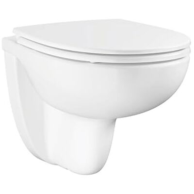 Grohe Inodoro Suspendido Bau Ceramic con Asiento, Blanco, Inodoro suspendido Rimless sin brida con salida horizontal, asiento Duroplast de caída amortiguada y desmontaje rápido. Grohe Inodoro Suspendido Bau Ceramic con Asiento, Blanco, Inodoro suspendido Rimless sin brida con salida horizontal, asiento Duroplast de caída amortiguada y desmontaje rápido.