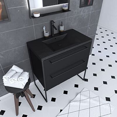 AURLANE Mueble de baño, Negro AURLANE Mueble de baño, Negro