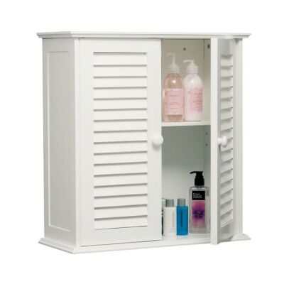 Gabinete de baño Premier Housewares - Blanco/Madera, 81x40x34cm Gabinete de baño Premier Housewares - Blanco/Madera, 81x40x34cm