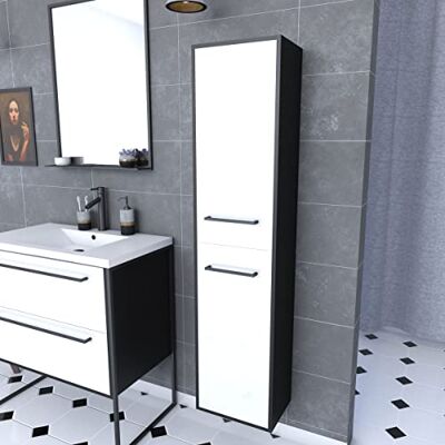 AURLANE Columna de baño, color negro y blanco AURLANE Columna de baño, color negro y blanco
