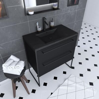 AURLANE Mueble de baño, Negro AURLANE Mueble de baño, Negro