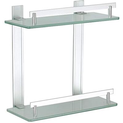 MSV Tabarca Estante 2 Niveles de Aluminio y Vidrio, 30 x 13 cm MSV Tabarca Estante 2 Niveles de Aluminio y Vidrio, 30 x 13 cm