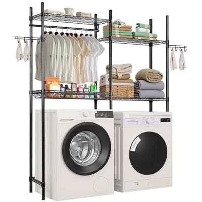 Vevor Estante para Lavadora y Secadora Negra Dos Filas 4 Estantes - Almacenamiento Vevor Estante para Lavadora y Secadora Negra Dos Filas 4 Estantes - Almacenamiento