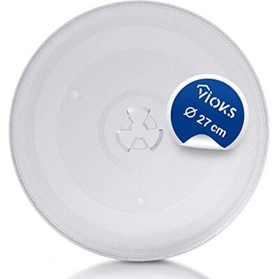VIOKS Bandeja giratoria de cristal con 3 fijaciones para microondas, 27,0 cm de diámetro VIOKS Bandeja giratoria de cristal con 3 fijaciones para microondas, 27,0 cm de diámetro