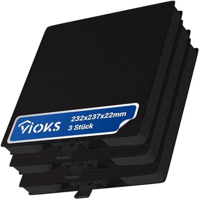 VIOKS Filtro de carbón activo para campana extractora, juego de 3 filtros de carbón 232 x 237 mm, repuesto para campana Bosch 11026769 DHZ5326 VIOKS Filtro de carbón activo para campana extractora, juego de 3 filtros de carbón 232 x 237 mm, repuesto para campana Bosch 11026769 DHZ5326