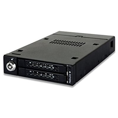 Icy Dock ToughArmor MB992SKR-B Rack móvil, Robusto gabinete de Rack metálico para 2 x SSD o 2.5" SATA HDD en 1 bahía de 3.5 con Sistema Raid Integrado, Raid 0/1 / Big / JBOD Icy Dock ToughArmor MB992SKR-B Rack móvil, Robusto gabinete de Rack metálico para 2 x SSD o 2.5" SATA HDD en 1 bahía de 3.5 con Sistema Raid Integrado, Raid 0/1 / Big / JBOD