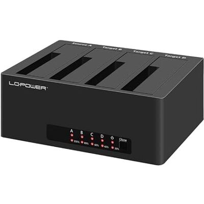 LC-Power LC-DOCK-U3-4B-V2 Base de conexión USB 3.2 Dual/Quad SATA (4 bahías HDD/SSD, función de clonación con Solo Pulsar un botón, hasta 5 GB/s, Unidades SATA de 2,5" y 3,5") LC-Power LC-DOCK-U3-4B-V2 Base de conexión USB 3.2 Dual/Quad SATA (4 bahías HDD/SSD, función de clonación con Solo Pulsar un botón, hasta 5 GB/s, Unidades SATA de 2,5" y 3,5")