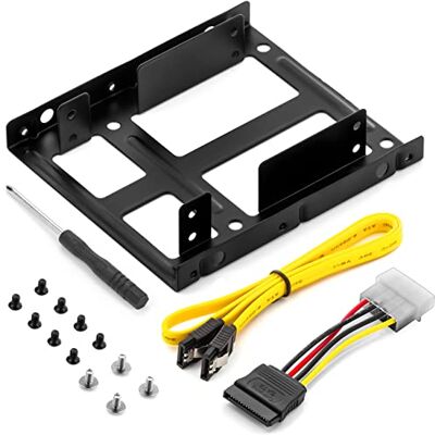 deleyCON Marco de Montaje SET para 2 Discos Duros de 2,5" SSD a Adaptador de 3,5" Marco Extraíble Rieles de Soporte Incl. Tornillos Cable SATA Adaptador de Corriente y Destornillador deleyCON Marco de Montaje SET para 2 Discos Duros de 2,5" SSD a Adaptador de 3,5" Marco Extraíble Rieles de Soporte Incl. Tornillos Cable SATA Adaptador de Corriente y Destornillador