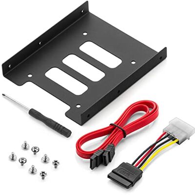 deleyCON Marco de Montaje para Discos Duros de 2,5" Adaptador de SSD a 3,5" Marco Extraíble Marco de Montaje Rieles de Soporte Incluidos Tornillos Cable SATA Adaptador de Corriente y Destornillador deleyCON Marco de Montaje para Discos Duros de 2,5" Adaptador de SSD a 3,5" Marco Extraíble Marco de Montaje Rieles de Soporte Incluidos Tornillos Cable SATA Adaptador de Corriente y Destornillador