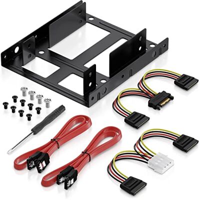 deleyCON Marco de Montaje SET para 2 Discos Duros de 2,5" SSD a Adaptador de 3,5" Soporte de Marco Extraíble Incl. Tornillos 2 Cables SATA 2 Adaptadores de Corriente y Destornillador deleyCON Marco de Montaje SET para 2 Discos Duros de 2,5" SSD a Adaptador de 3,5" Soporte de Marco Extraíble Incl. Tornillos 2 Cables SATA 2 Adaptadores de Corriente y Destornillador