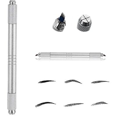 Pinkiou Microblading Pen Ceja Color Maquillaje Pluma 2 EN 1 Tatuaje Pluma Manual Ceja Maquillaje Permanente Kit (Plata) Pinkiou Microblading Pen Ceja Color Maquillaje Pluma 2 EN 1 Tatuaje Pluma Manual Ceja Maquillaje Permanente Kit (Plata)