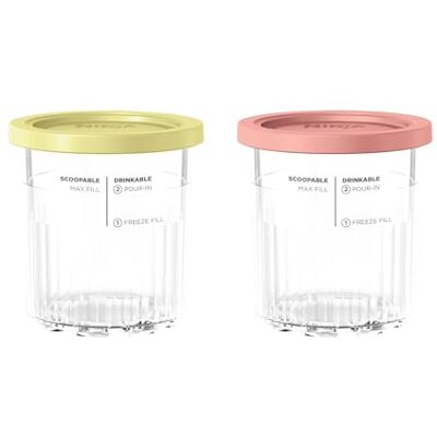 Ninja Creami Juego de 2 recipientes para helados de lujo, compatibles con la máquina de helados Deluxe, accesorio original de Creami, sin BPA, aptas para lavavajillas, tapas de Ninja Creami Juego de 2 recipientes para helados de lujo, compatibles con la máquina de helados Deluxe, accesorio original de Creami, sin BPA, aptas para lavavajillas, tapas de