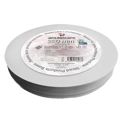 Bolsemack Bases de Loncheado Redonda 26 cm Blanco (100 unidades) Bolsemack Bases de Loncheado Redonda 26 cm Blanco (100 unidades)