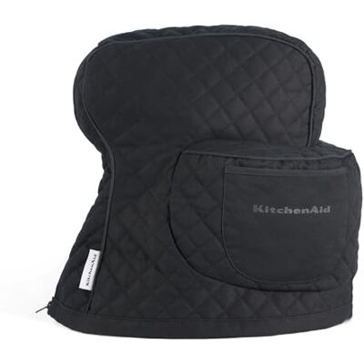 KitchenAid Funda para batidora de pie sólida con cabezal inclinable y bolsillo de almacenamiento, acolchada, 100% algodón, negro ónix, 14.4 x 18 x 10 pulgadas KitchenAid Funda para batidora de pie sólida con cabezal inclinable y bolsillo de almacenamiento, acolchada, 100% algodón, negro ónix, 14.4 x 18 x 10 pulgadas