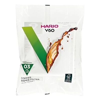 HARIO 03 100 Count Coffee Paper Filter, White HARIO 03 100 Count Coffee Paper Filter, White