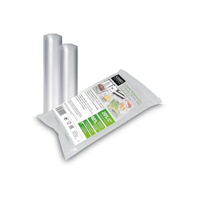 Caso 4 estrellas Rollos de bolsas de vacío para alimentos Gofradas 20 x 720cm todo tipo envasadora al vacío, muy fuertes y resistentes a los desgarros, 150µm, Sin BPA 2 Rollos Caso 4 estrellas Rollos de bolsas de vacío para alimentos Gofradas 20 x 720cm todo tipo envasadora al vacío, muy fuertes y resistentes a los desgarros, 150µm, Sin BPA 2 Rollos