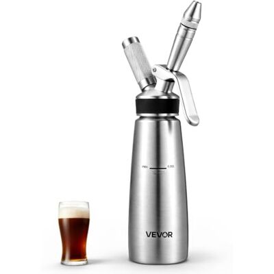 VEVOR Cafetera Nitro Cold Brew 0,5 L, Cuerpo del Tanque de Acero Inoxidable Portátil, Con Dispensador y Válvula de Alivio de Presión, Material Apto para Uso Alimentario, Para Café Frío, Té, Leche, Zumo VEVOR Cafetera Nitro Cold Brew 0,5 L, Cuerpo del Tanque de Acero Inoxidable Portátil, Con Dispensador y Válvula de Alivio de Presión, Material Apto para Uso Alimentario, Para Café Frío, Té, Leche, Zumo