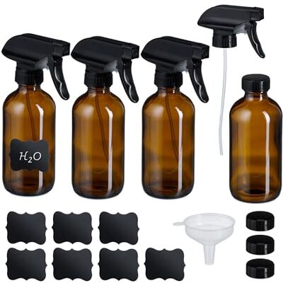 Relaxdays Pulverizador Agua Cristal, Set 4, 250 ml, Niebla, Chorro, Botella Spray Pelo, Limpieza, Plantas, Marrón/Negro Relaxdays Pulverizador Agua Cristal, Set 4, 250 ml, Niebla, Chorro, Botella Spray Pelo, Limpieza, Plantas, Marrón/Negro