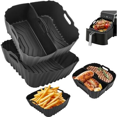VINATO Set 3 Molde Silicona Freidora de Aire Accesorios Airfryer con Separación Grasa, Lavavajillas Seguro Para COSORI, Ninja, Philips, Tefal, Russell Hobbs VINATO Set 3 Molde Silicona Freidora de Aire Accesorios Airfryer con Separación Grasa, Lavavajillas Seguro Para COSORI, Ninja, Philips, Tefal, Russell Hobbs