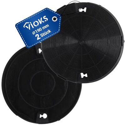VIOKS Filtros de carbón activo, 2 unidades, 190 mm de diámetro, repuesto para Bauknecht 481249038013 tipo 29, filtro de carbón de repuesto VIOKS Filtros de carbón activo, 2 unidades, 190 mm de diámetro, repuesto para Bauknecht 481249038013 tipo 29, filtro de carbón de repuesto
