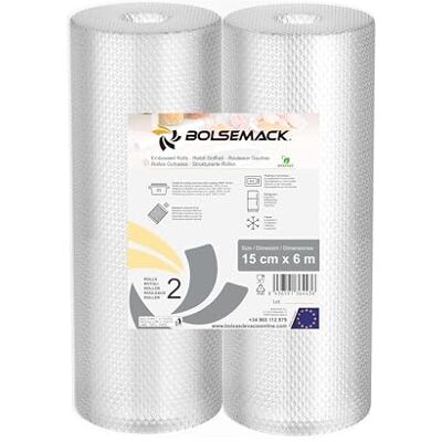 Bolsemack Rollos de Vacío Gofrados para Alimentos, 15 cm x 6 m, 2 Uds Bolsemack Rollos de Vacío Gofrados para Alimentos, 15 cm x 6 m, 2 Uds