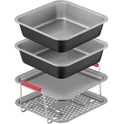Tefal Juego de 4 accesorios para freidora de aire, acero al carbono antiadherente, color negro Tefal Juego de 4 accesorios para freidora de aire, acero al carbono antiadherente, color negro