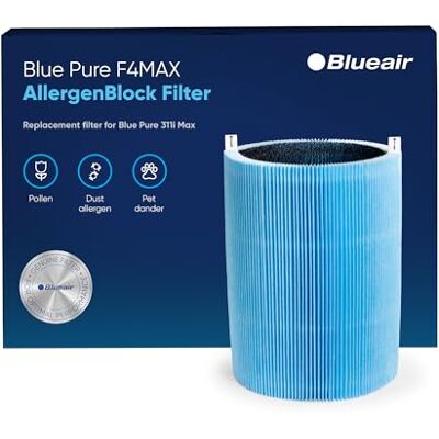 BLUEAIR Blue Pure 411 Max Series AllergenBlock Filtro de repuesto original, filtro para alergias, polvo de polen, caspa de mascotas, filtro serie 411 Max compatible con purificador de aire BLUEAIR Blue Pure 411 Max Series AllergenBlock Filtro de repuesto original, filtro para alergias, polvo de polen, caspa de mascotas, filtro serie 411 Max compatible con purificador de aire