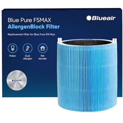 BLUEAIR F5MAX Allergen Block Genuine Replacement, Filter Allergens, Pet Dander, Pollen, Dust, Blue Pure 511i Max AllergenBlock Filter Fits 511i Max air purifier BLUEAIR F5MAX Allergen Block Genuine Replacement, Filter Allergens, Pet Dander, Pollen, Dust, Blue Pure 511i Max AllergenBlock Filter Fits 511i Max air purifier